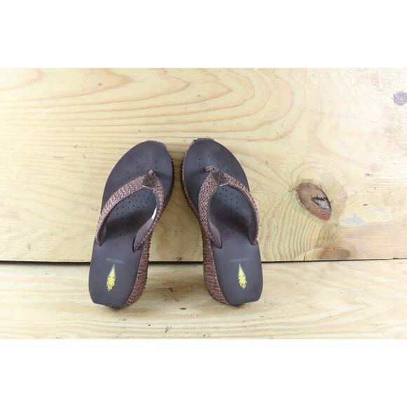 Volatile Sandals Womens Sz 9 Brown Leather Frappachino Platform Thong Shoes - Picture 6 of 8